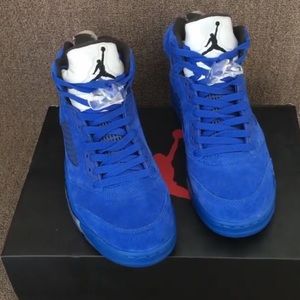 Retro 5 blue suede